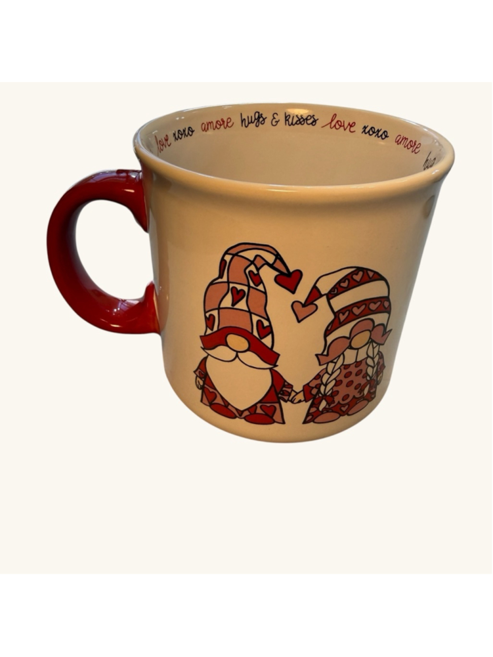 Valentine Gnome Mug Love XOXO Coffee Cup Novogratz Red Handle Cute